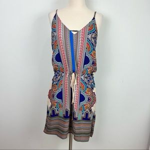 Lucy & Laurel Anthropologie Cinch Waist Paisley Summer Boho Dress Size 6